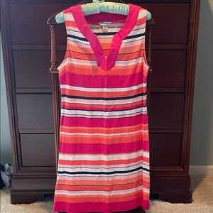 Tommy Bahama Pink and Orange Striped Cotton Tank Dress